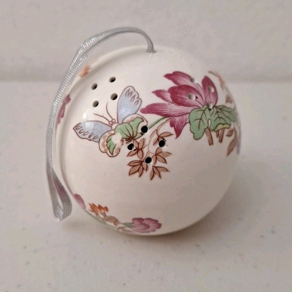 Vtg Japan Pomanders Butterfly Flower Sachet Potpourri Holder Ornament Ceramic